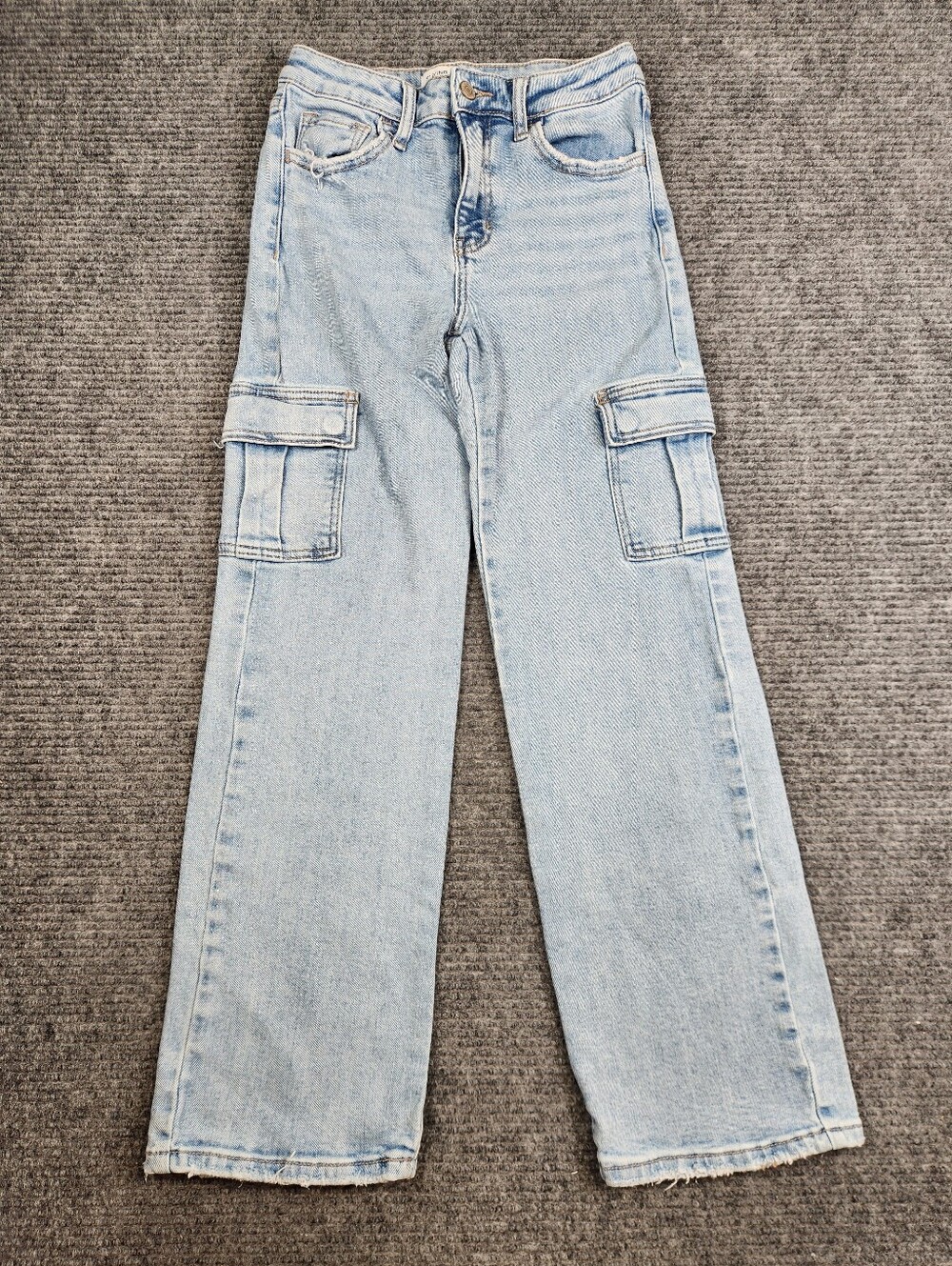 Flying Monkey Youth Girls High Rise Cargo Jeans BYK1025R Sz 14 Adjustable